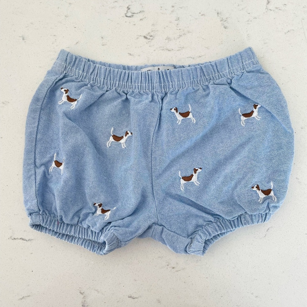 🔴 3 for $15 Mudpie Blue Hound Dog Baby Bloomers Pants Size 6-9 Months